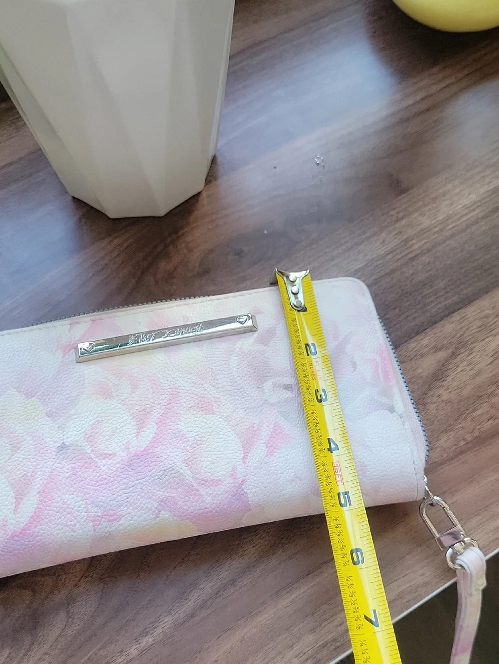 Betsey Johnson Pink Floral Zip-Around Wristlet Wallet